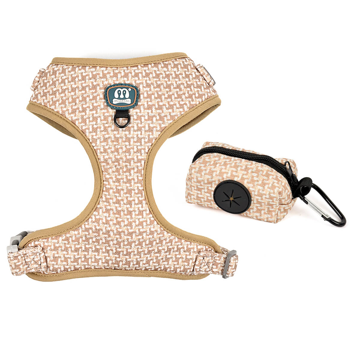 Dog Harness Houndstooth and Poop Bag Holder