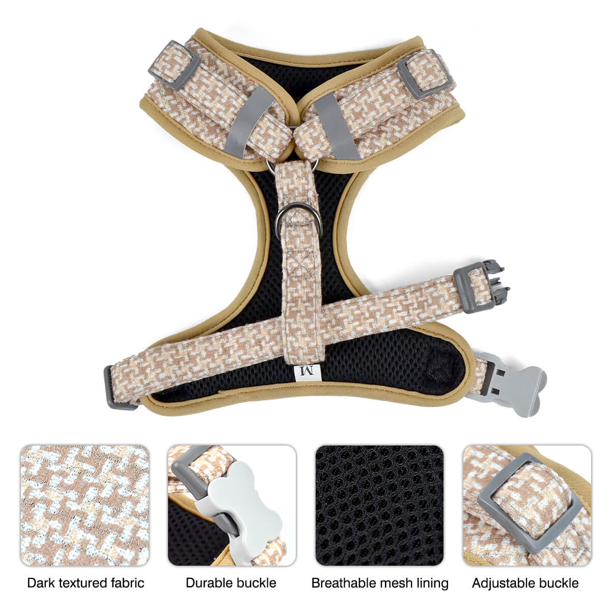 Dog Harness Houndstooth and Poop Bag Holder