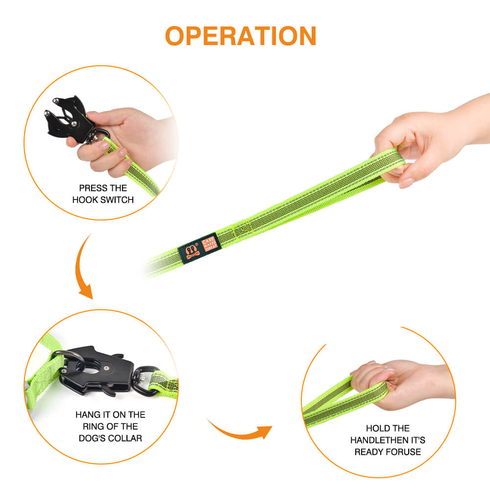 Extra Long Dog Leash Reflective Strip Design
