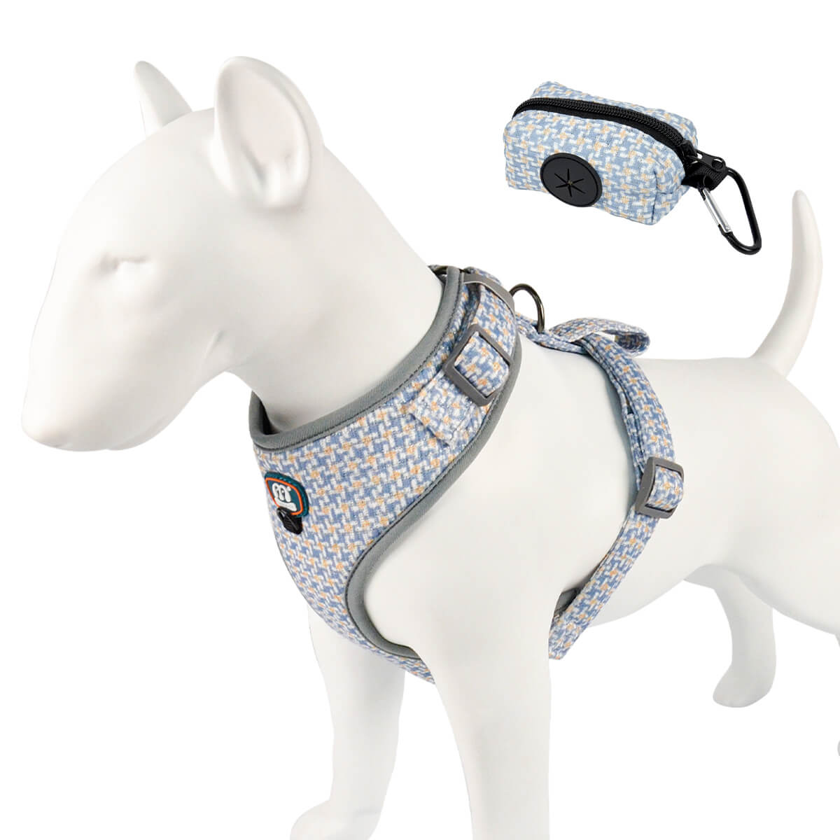 Dog Harness Houndstooth and Poop Bag Holder