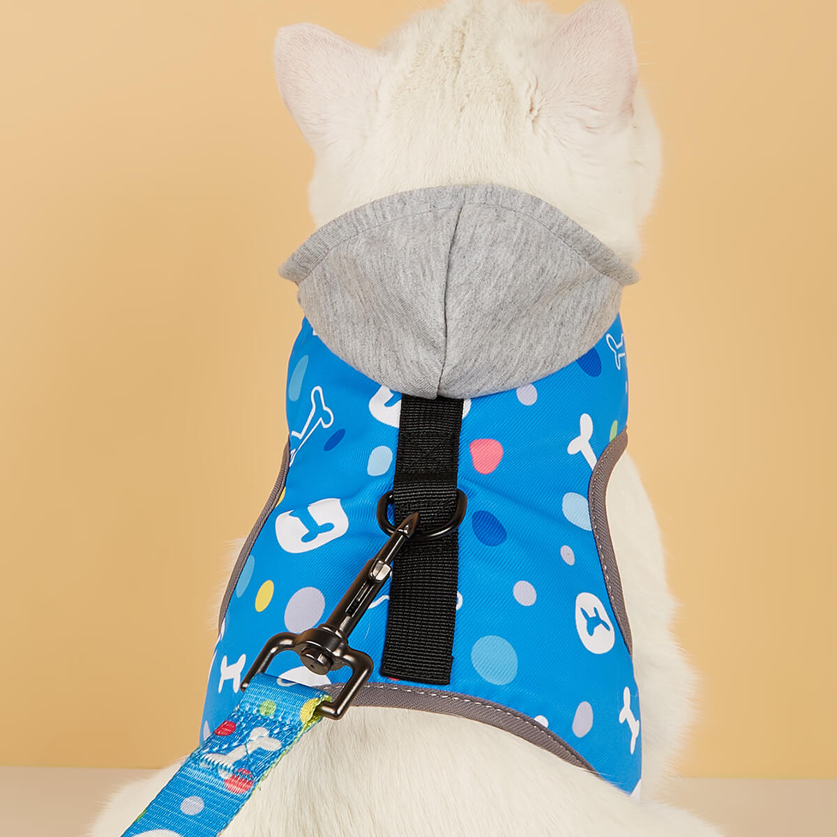 Bone pattern Hooded Dog Harness