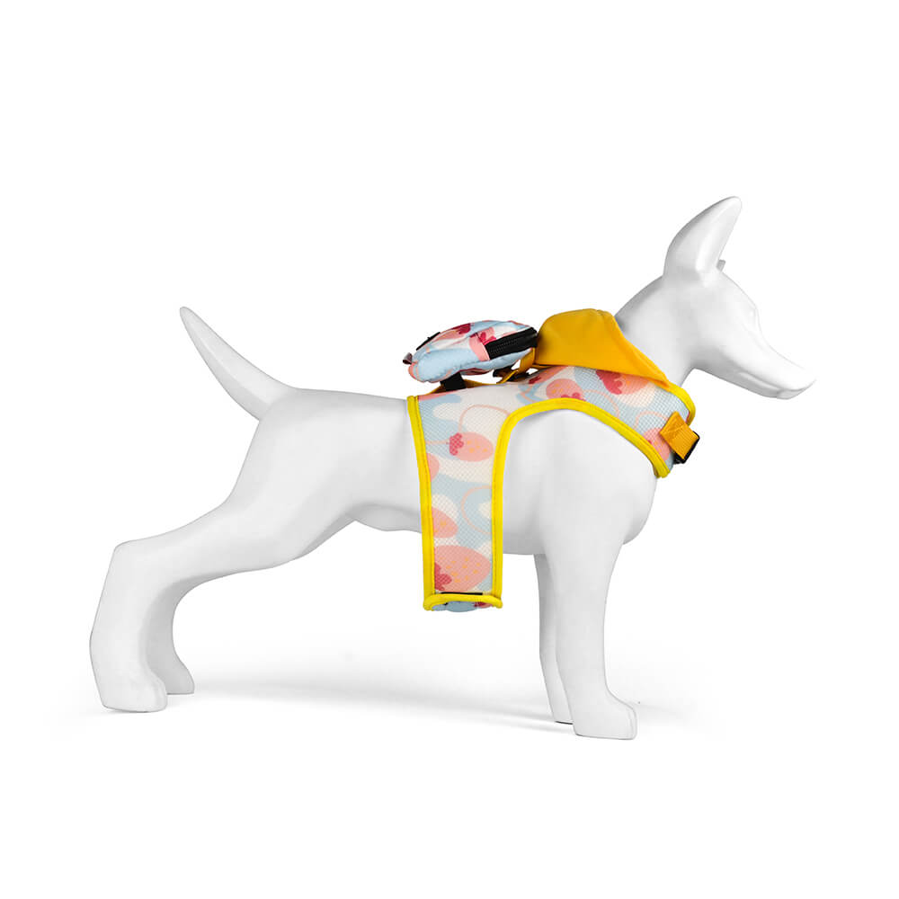 Dogs Hooded Harness with Poop Bag Holder Yellow