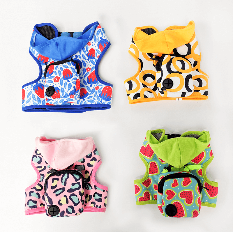 Cartoon Pattern Hooded Dog Harenss