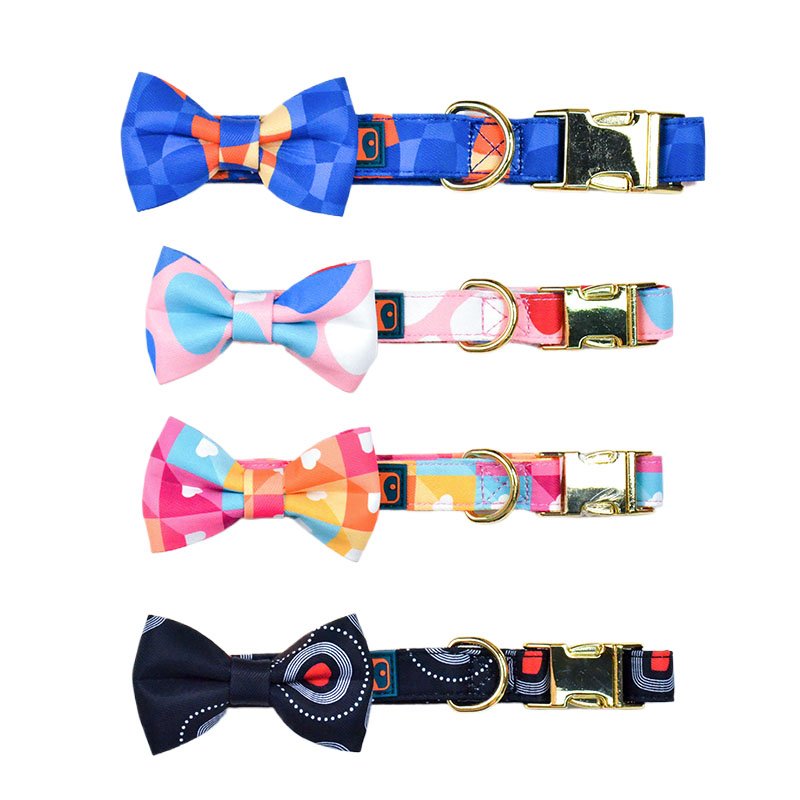 Bow Tie Geometric Dog Collar