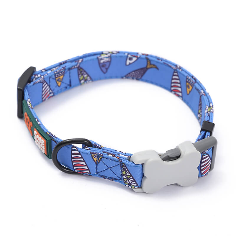 Fish Pattern Printing Soft Dog Collar
