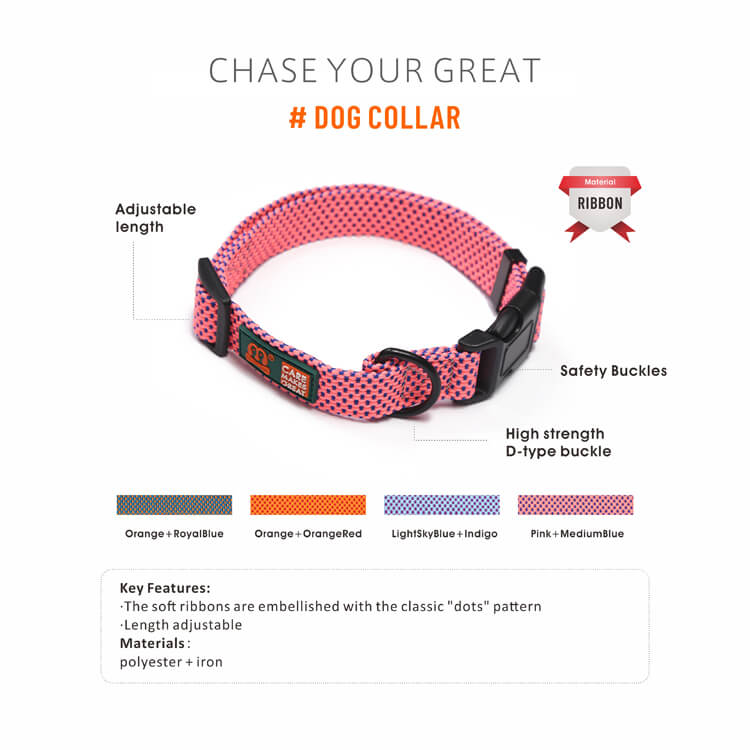 Embellished Polka Dot Solid Color Dog Collar