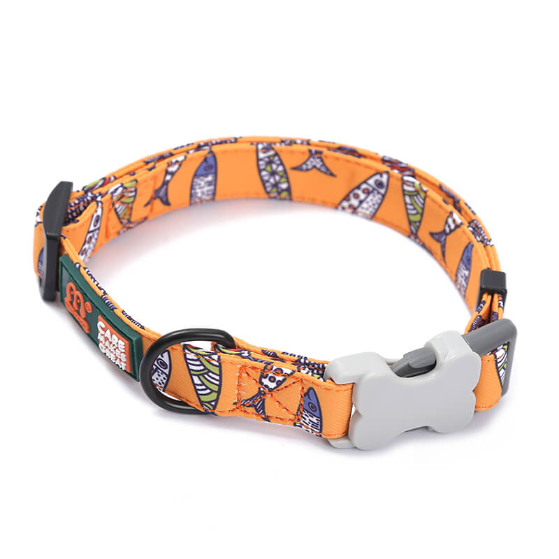 Fish Pattern Printing Soft Dog Collar