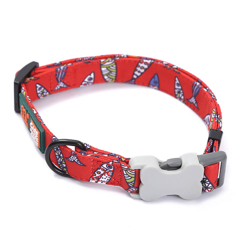 Fish Pattern Printing Soft Dog Collar