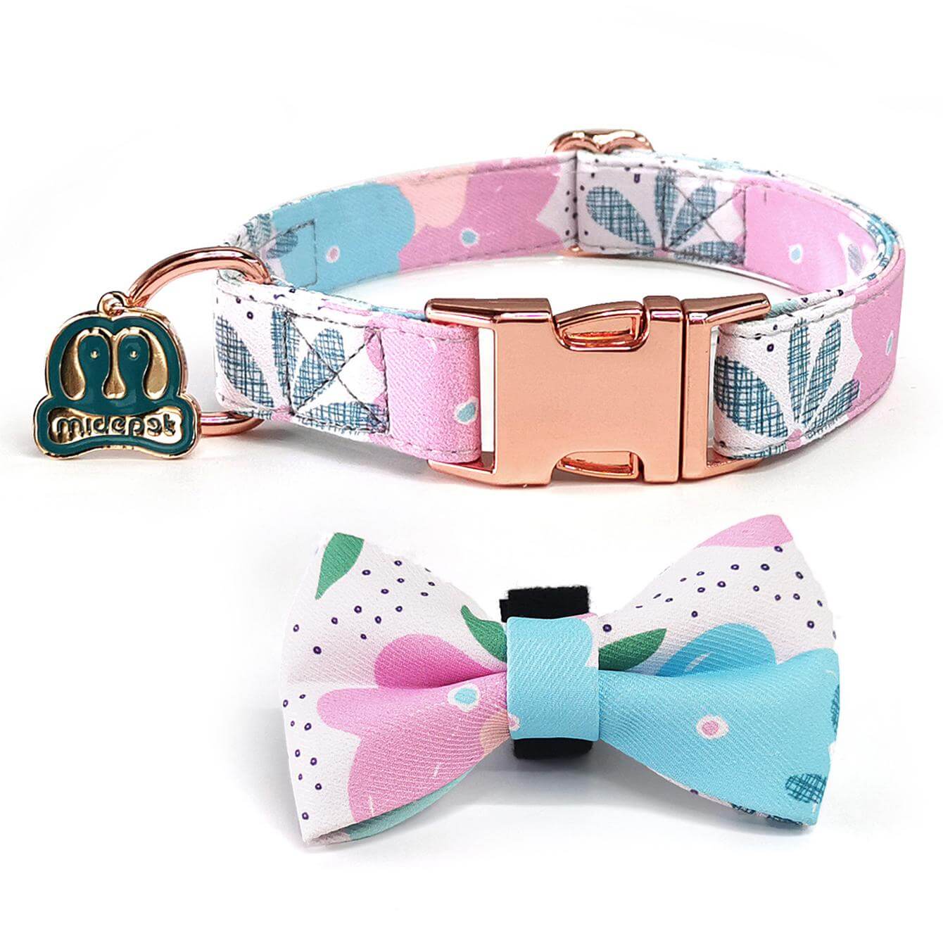 Cute Pattern Dog Collar with Bow Tie