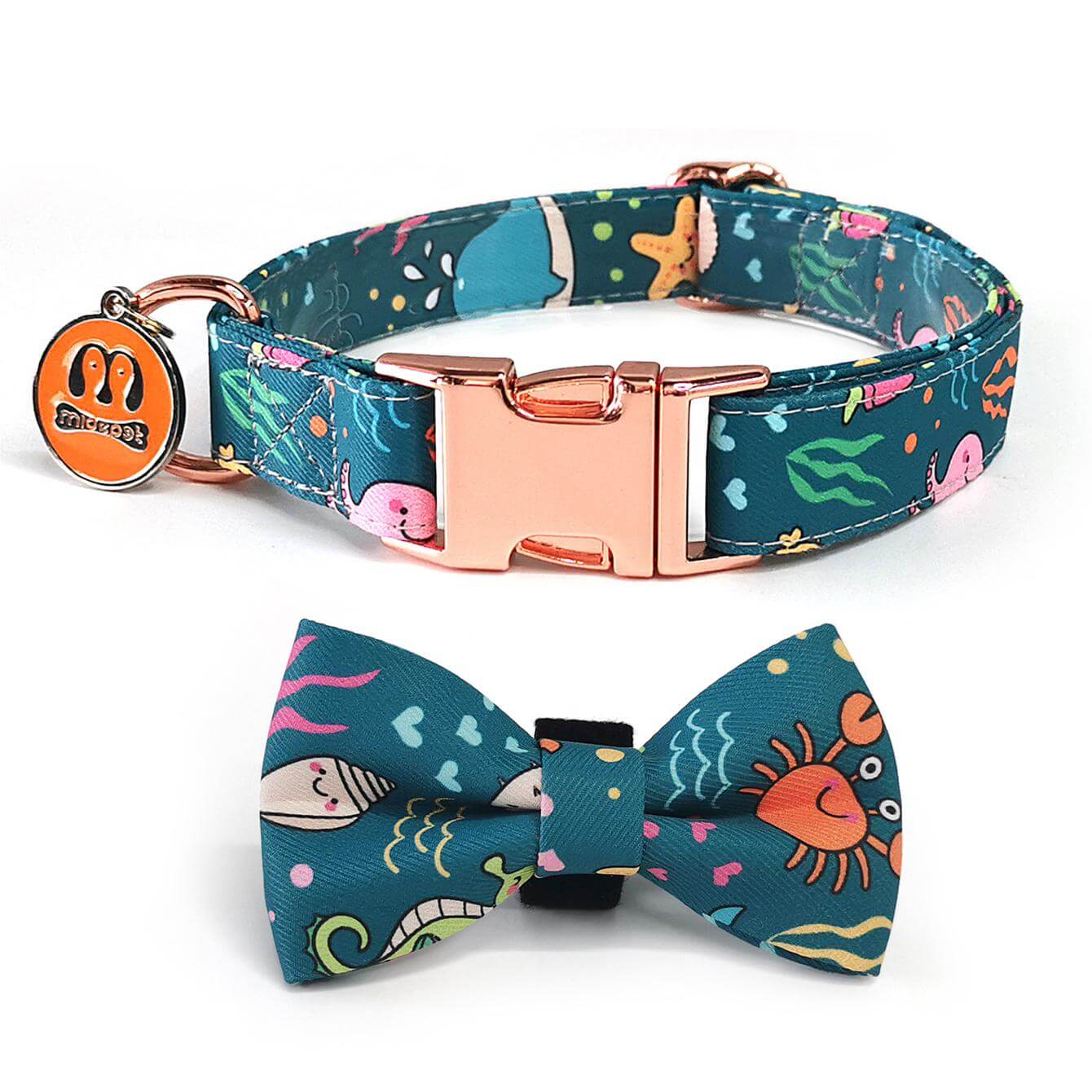 Cute Pattern Dog Collar with Bow Tie