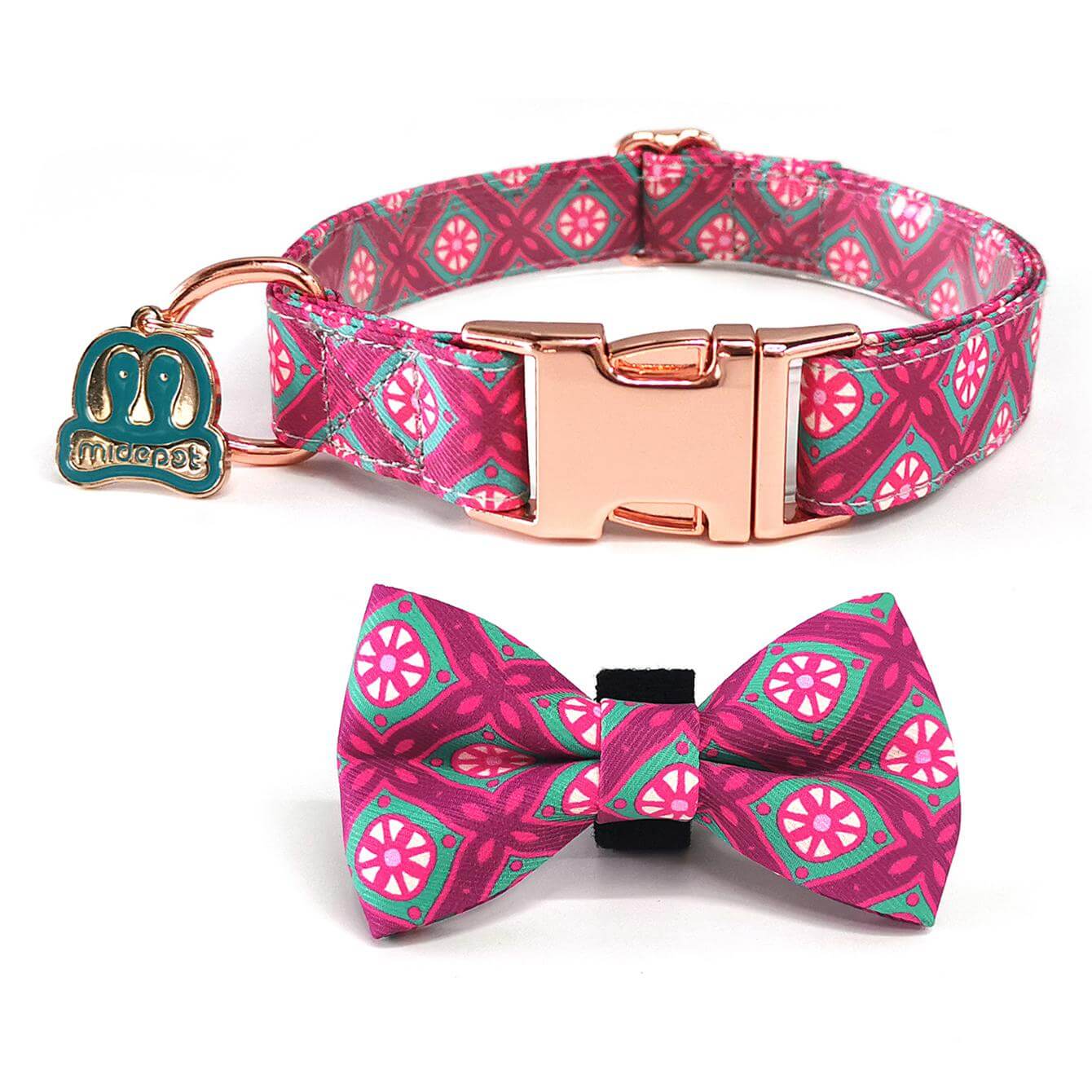 Cute Pattern Dog Collar with Bow Tie