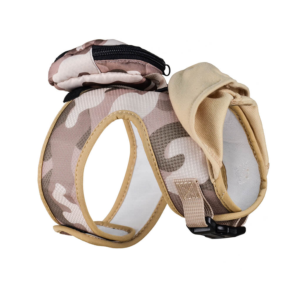 Dog Hooded Harness with Poop Bag Holder Coffee
