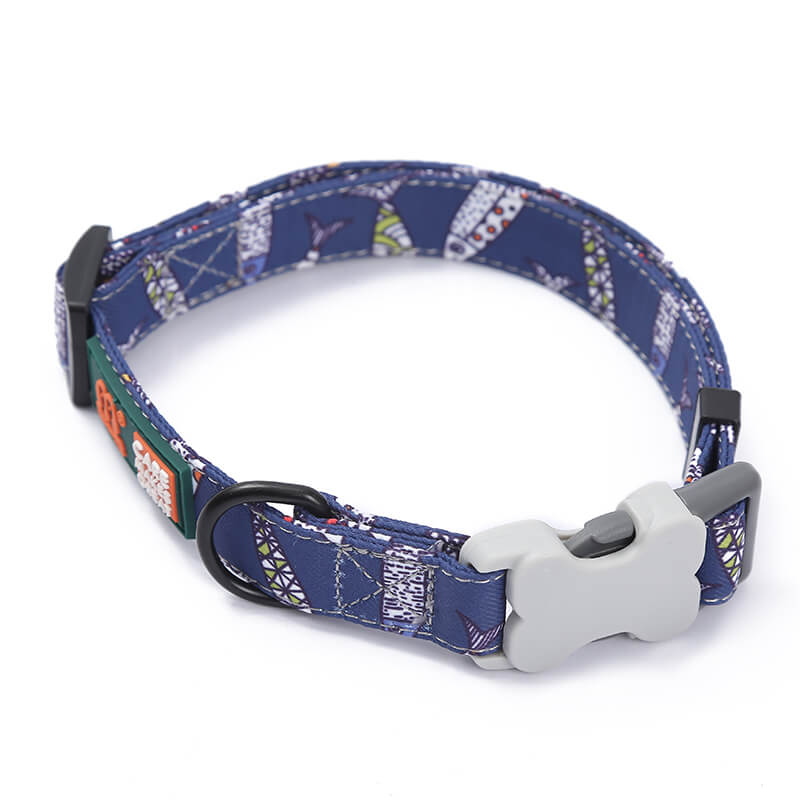 Fish Pattern Printing Soft Dog Collar
