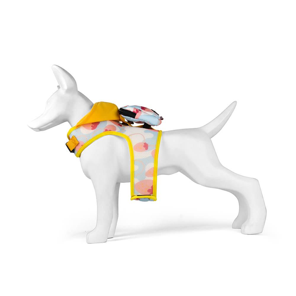 Dogs Hooded Harness with Poop Bag Holder Yellow