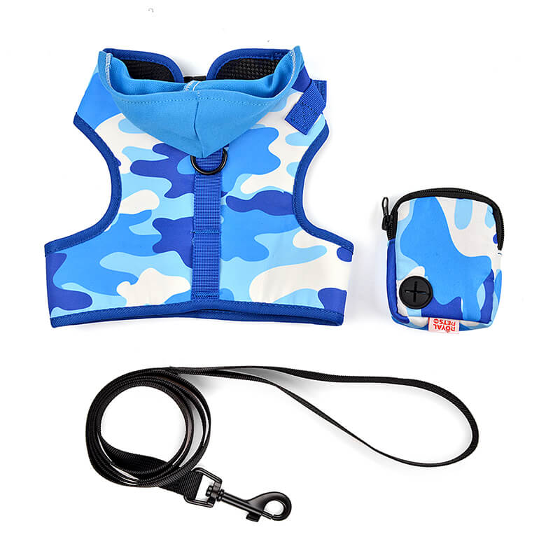 Geometrical Shape Harness and Leash with poop bag holder 3pcs