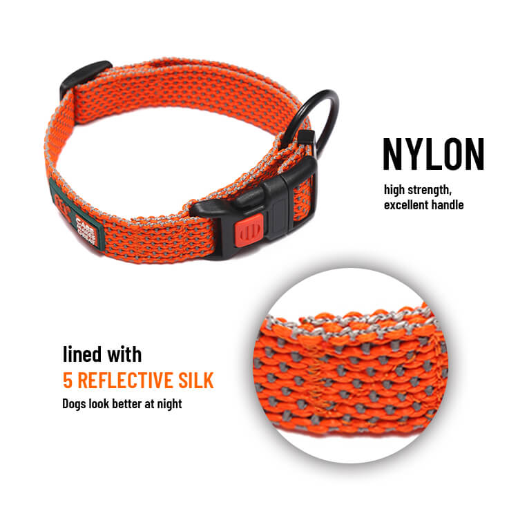 Solid Color Reflective Nylon Dog Collar