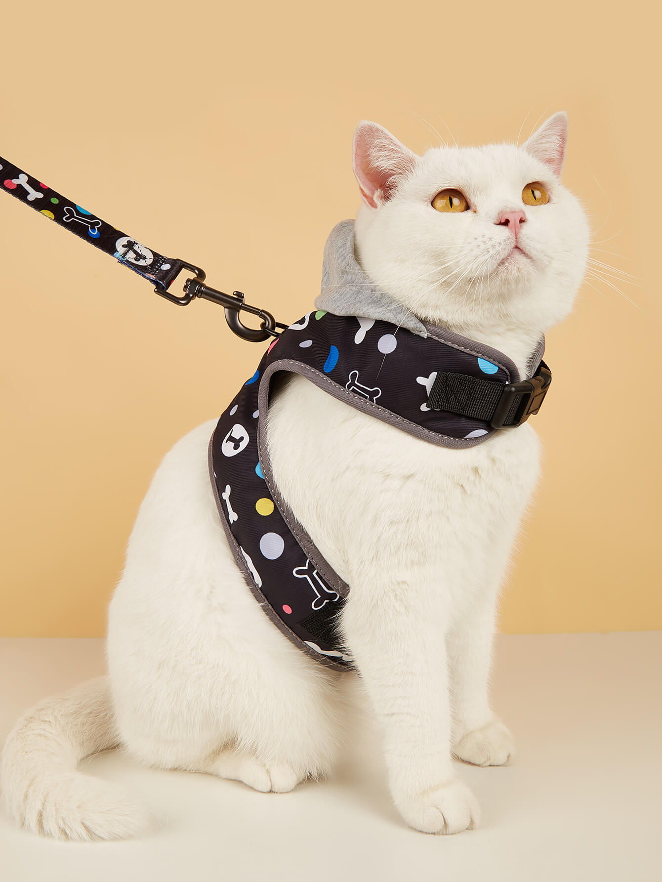 Bone pattern Hooded Dog Harness