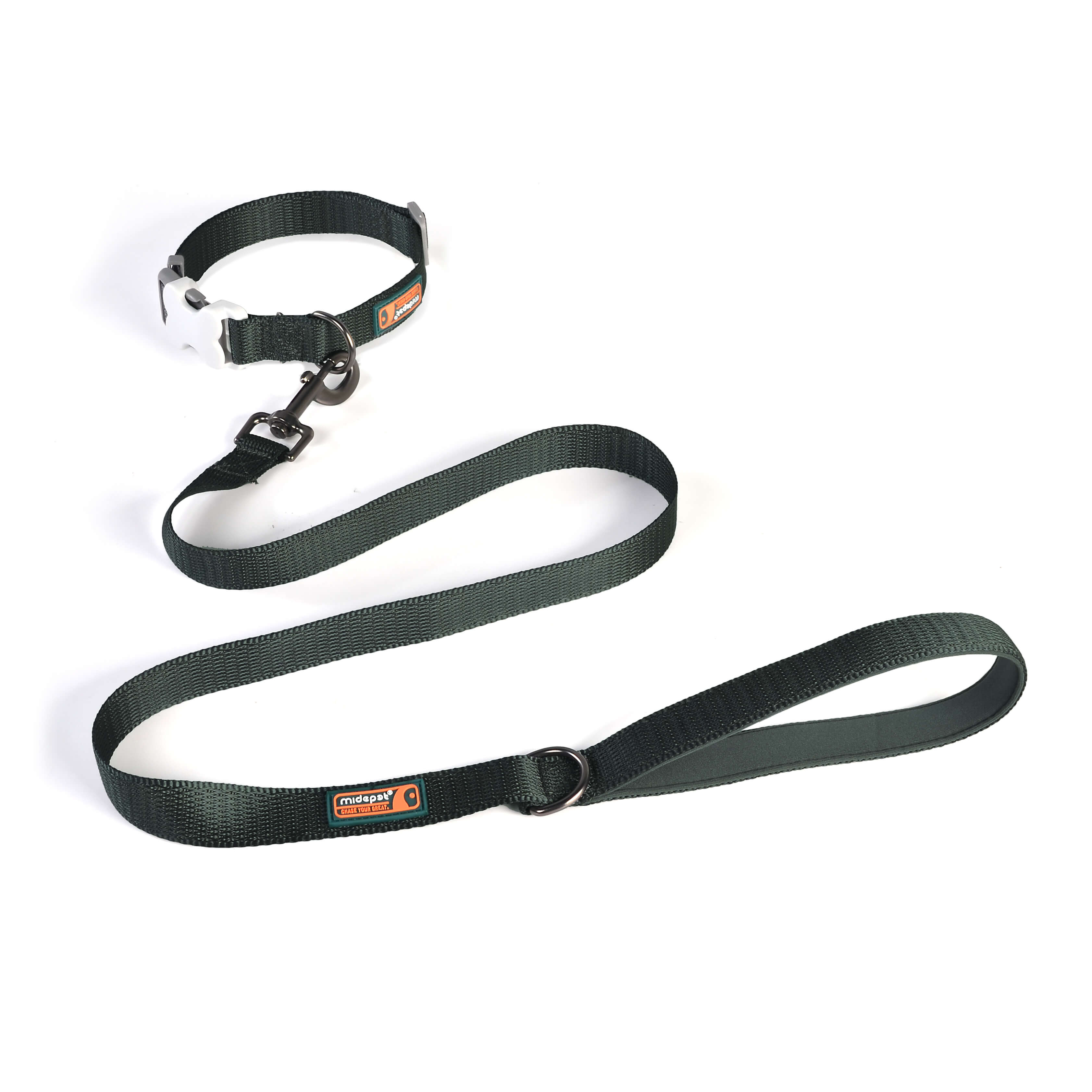 Nylon Solid Color Collar with Leash Kit