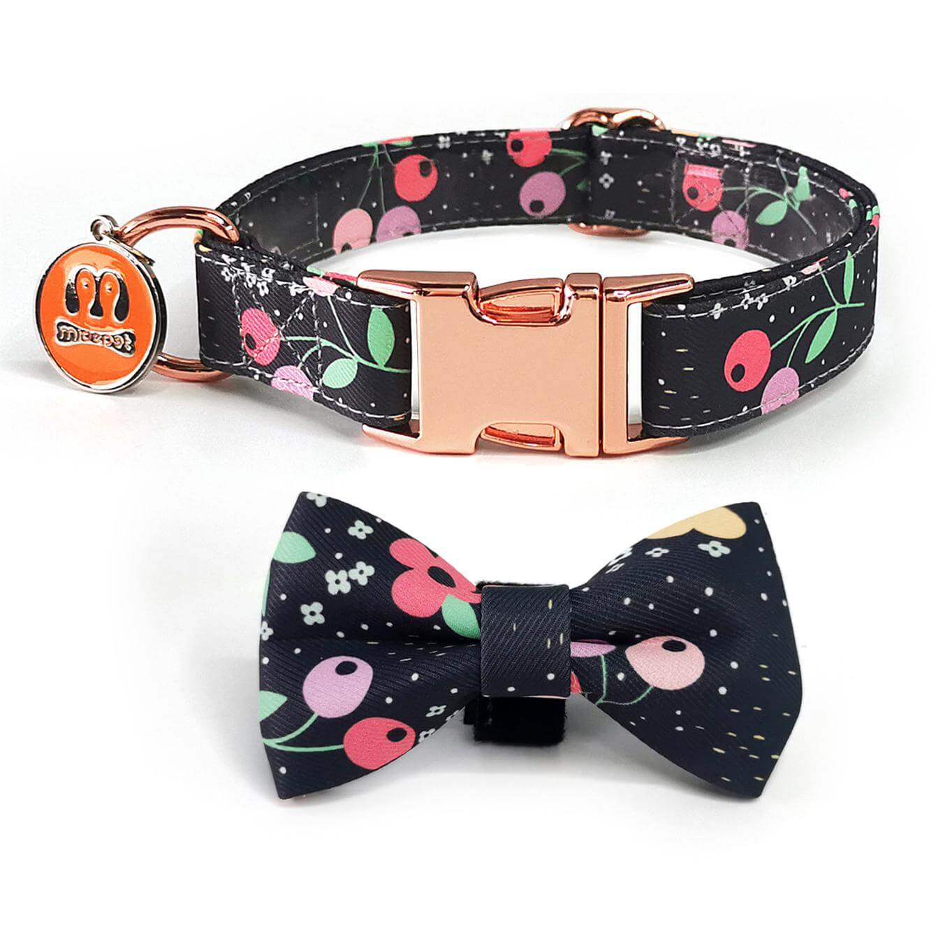 Cute Pattern Dog Collar with Bow Tie