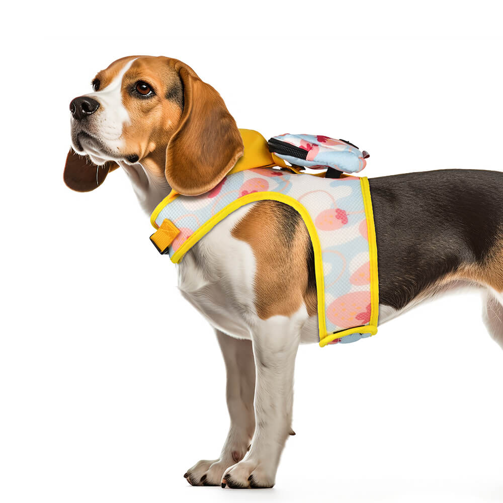Dogs Hooded Harness with Poop Bag Holder Yellow