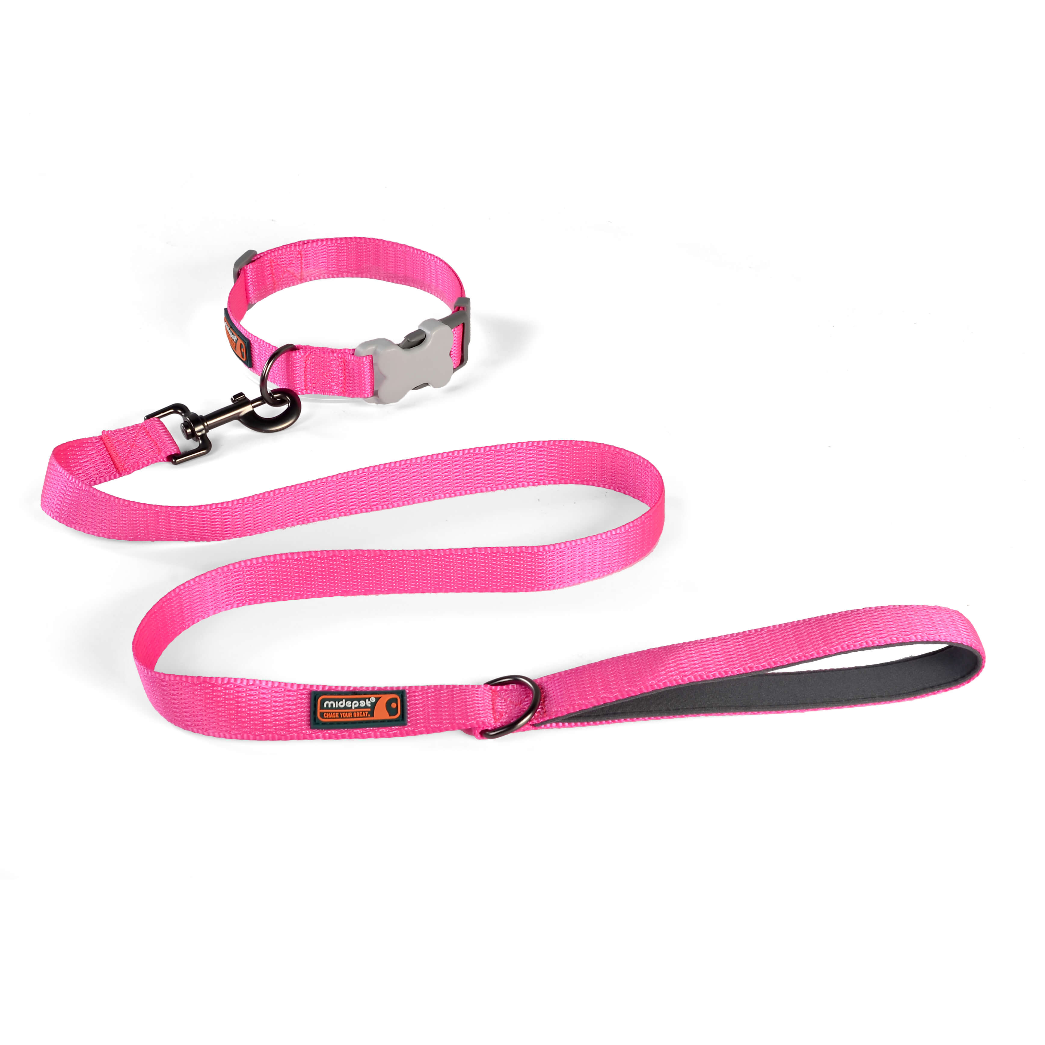 Nylon Solid Color Collar with Leash Kit