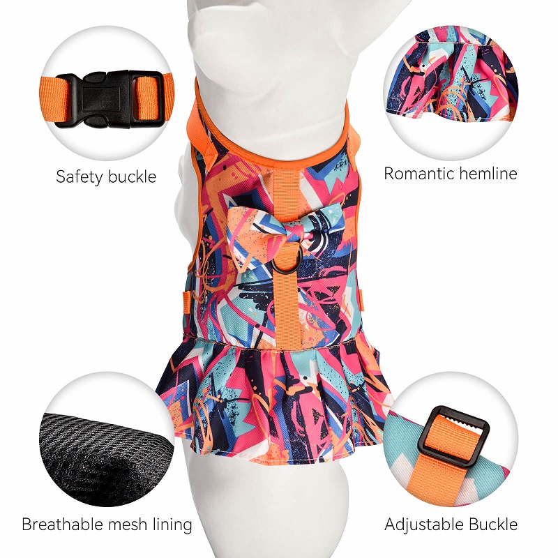 Graffiti Pattern Dress Dog Harness
