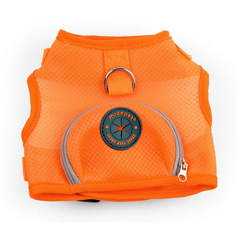 Sole Color Dog Harness with Poop Bag Holder