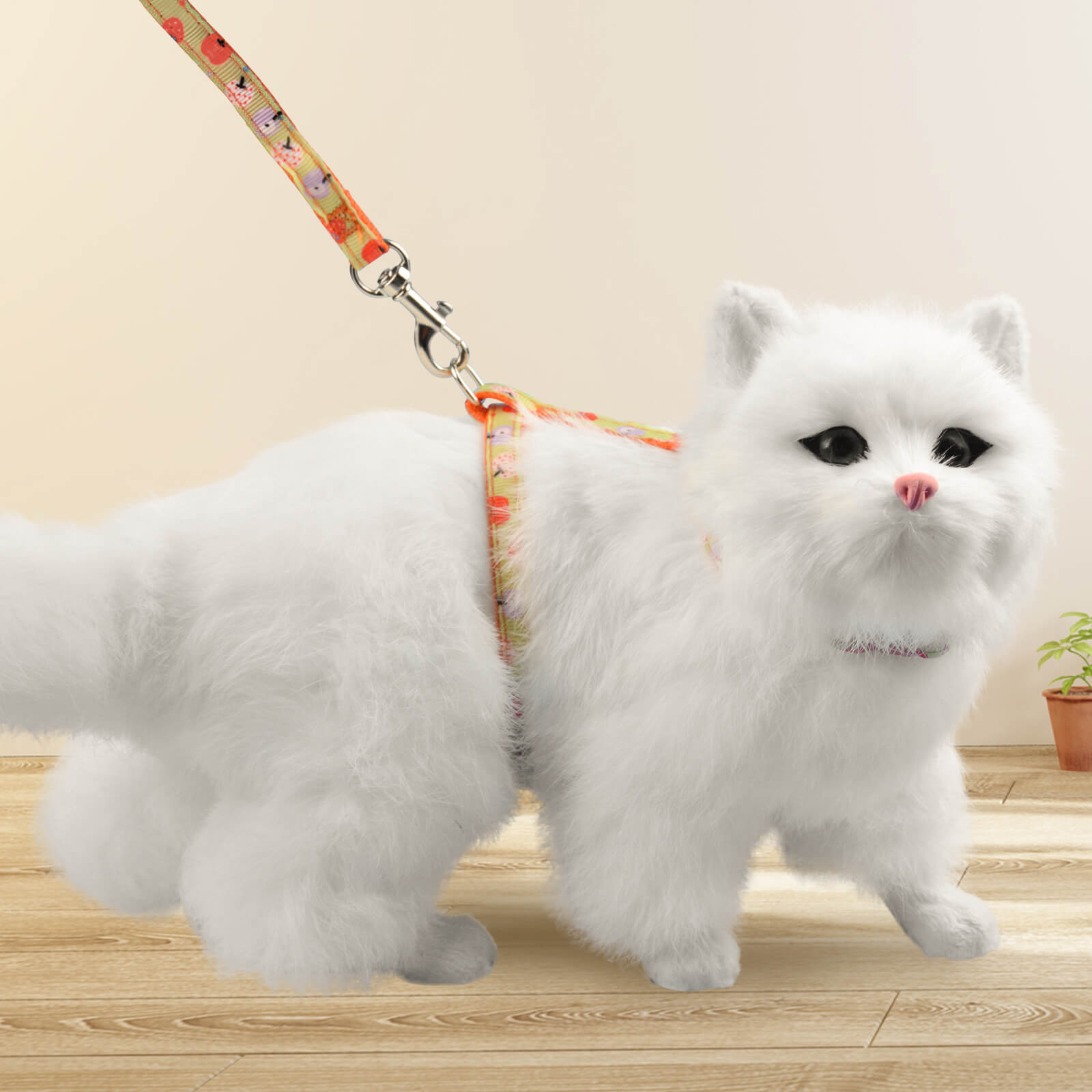 H Harness for Cats Cute Cartoon Cat Walking Harness & Leash Set for Safe & Comfortable Outings