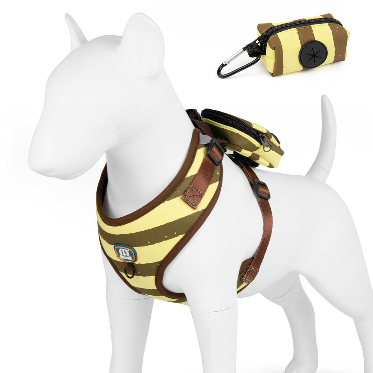 Cute Bee Dog Harness with Poop Bag Holder