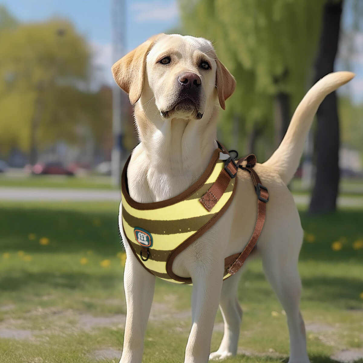 Cute Bee Dog Harness with Poop Bag Holder