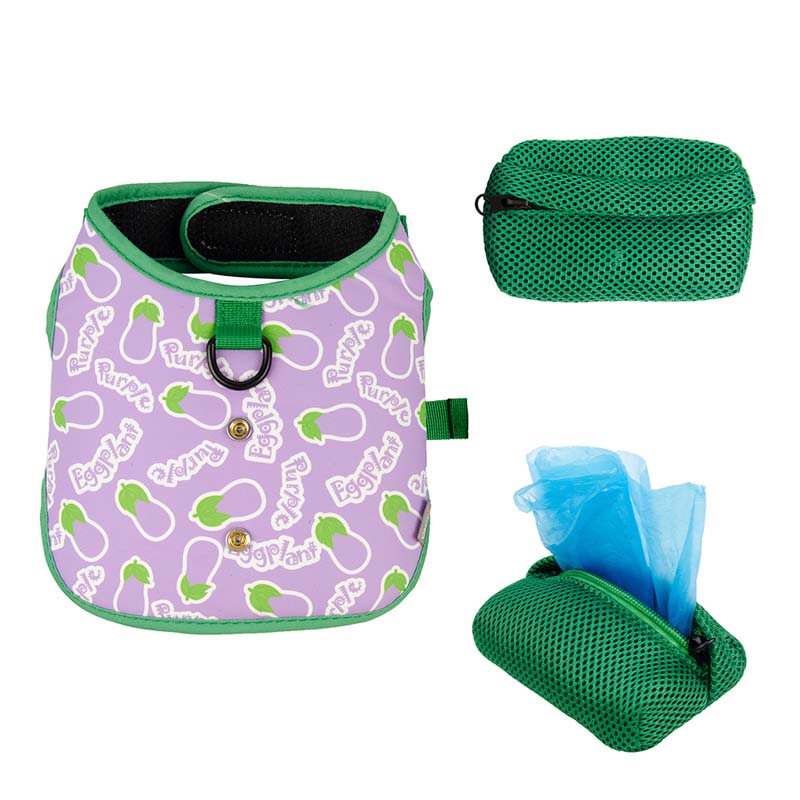 Cute Vegetable Dog Harenss With Poop Bag Holder