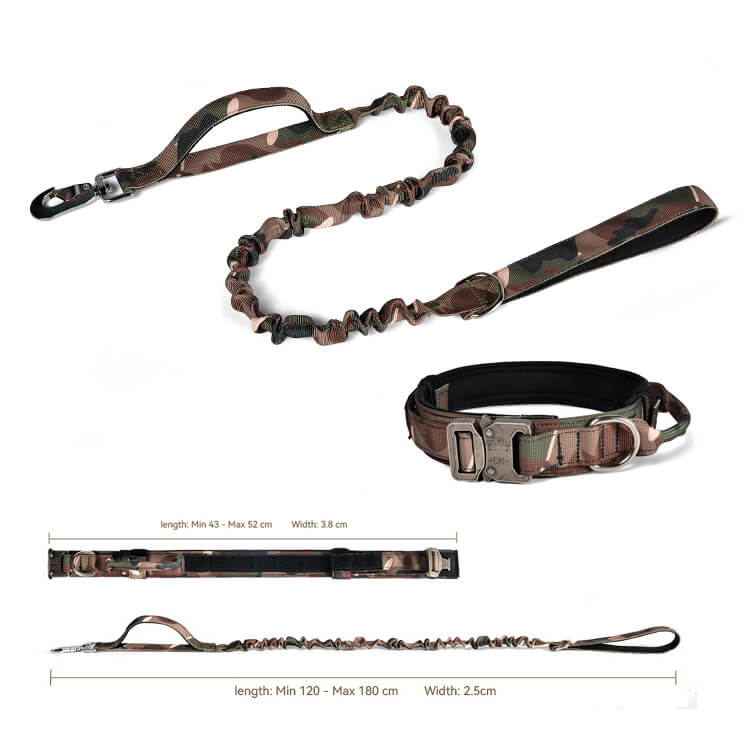 Tactical Double Handle Dog Leash and Collar