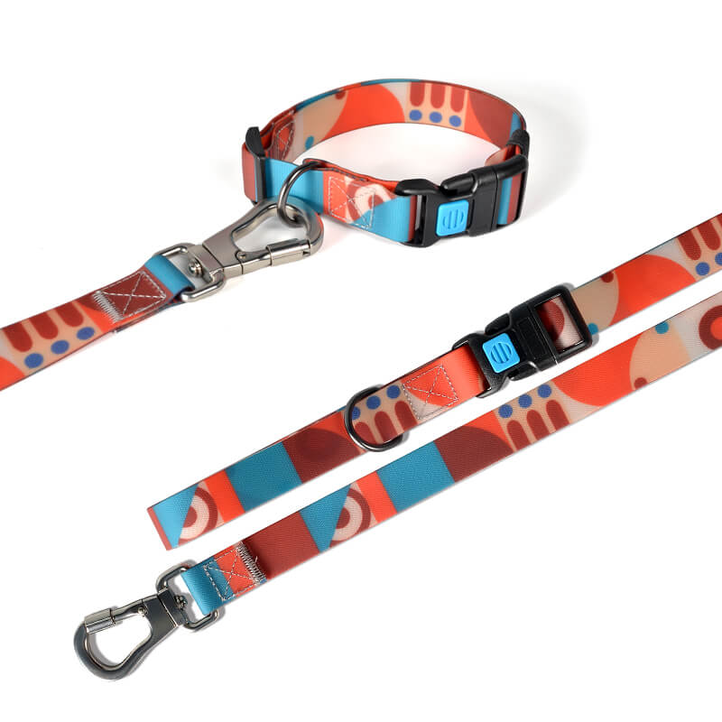 PVC Waterproof Dog Collar with Hands Free Dog Leash Set