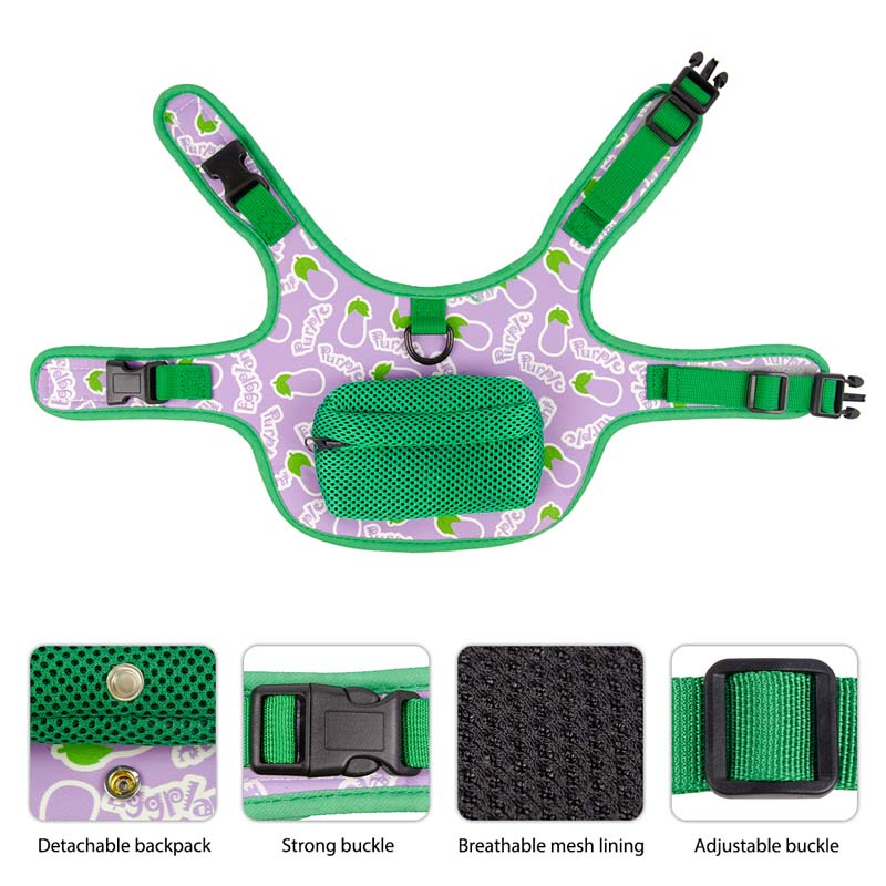 Cute Vegetable Dog Harenss With Poop Bag Holder