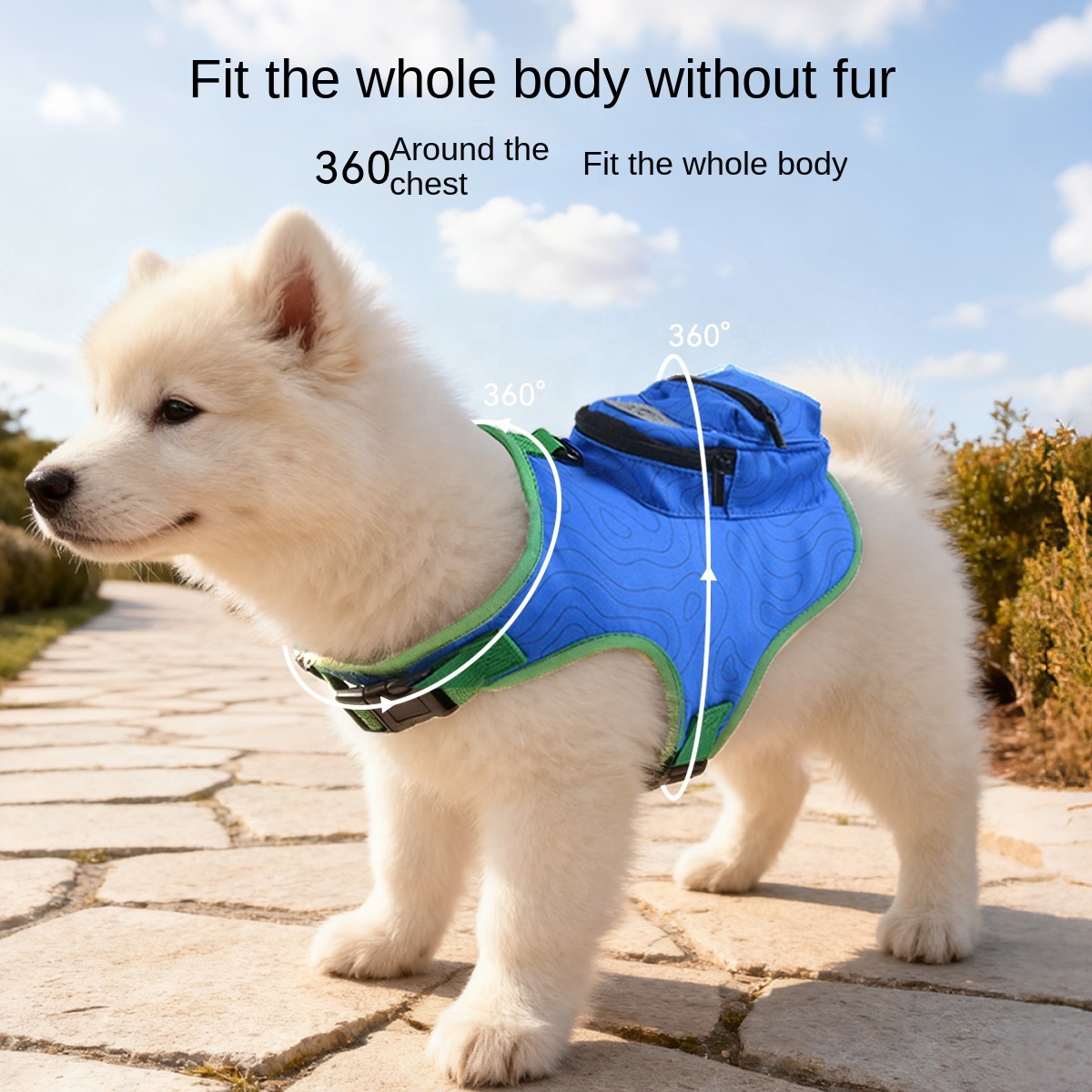 X-Style Round Tail Harness with Storage Bag | Textured Fabric | Pet Walking Gear