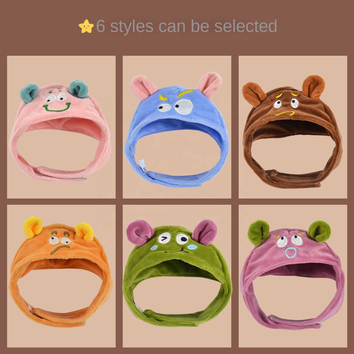 Cute Plush Pet Hat | 6 Color Options | Cartoon Expression Design