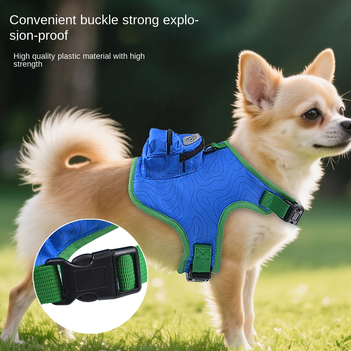 X-Style Round Tail Harness with Storage Bag | Textured Fabric | Pet Walking Gear