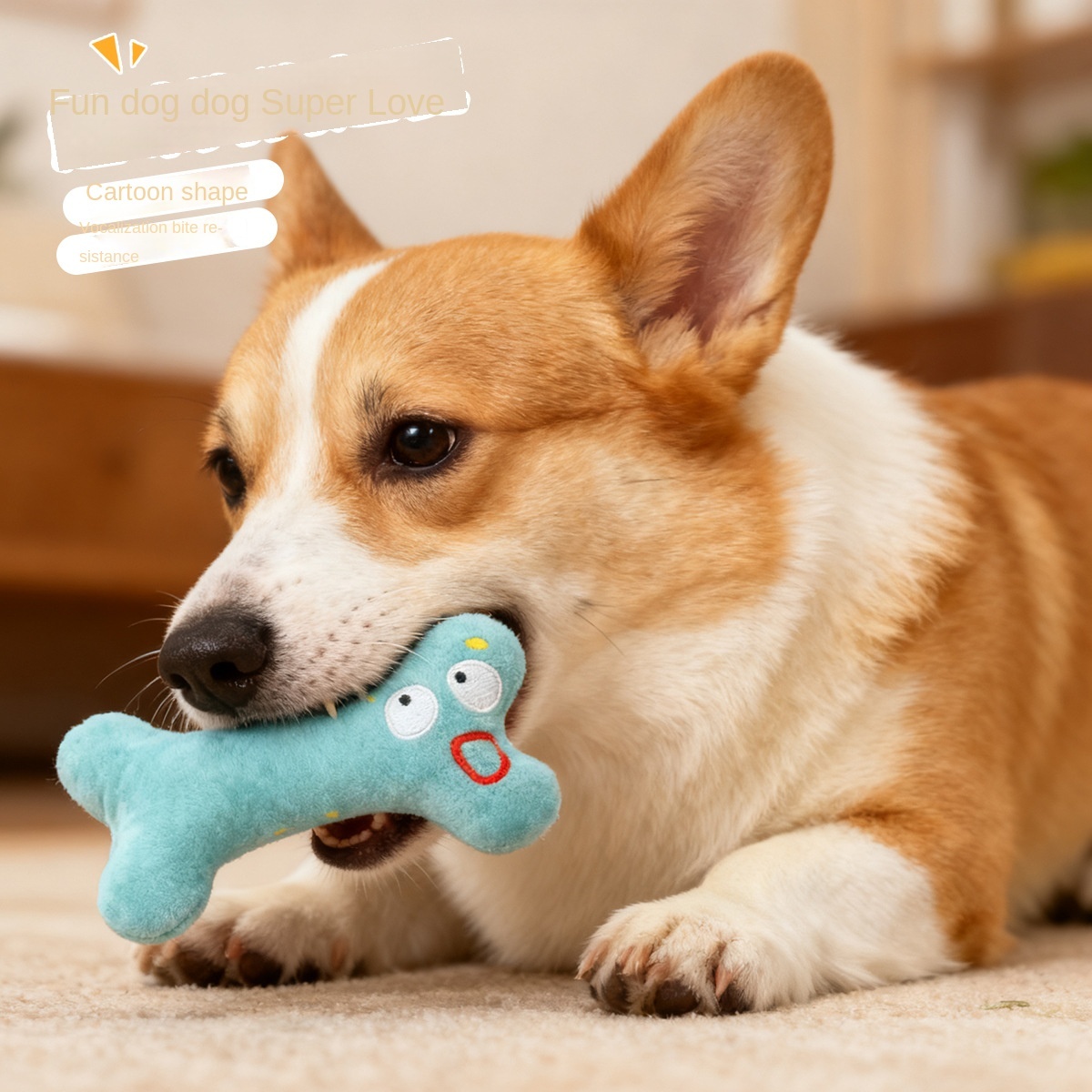 Dopamine Color Bone Plush Toy for Dogs | Squeaky & Embroidery Design