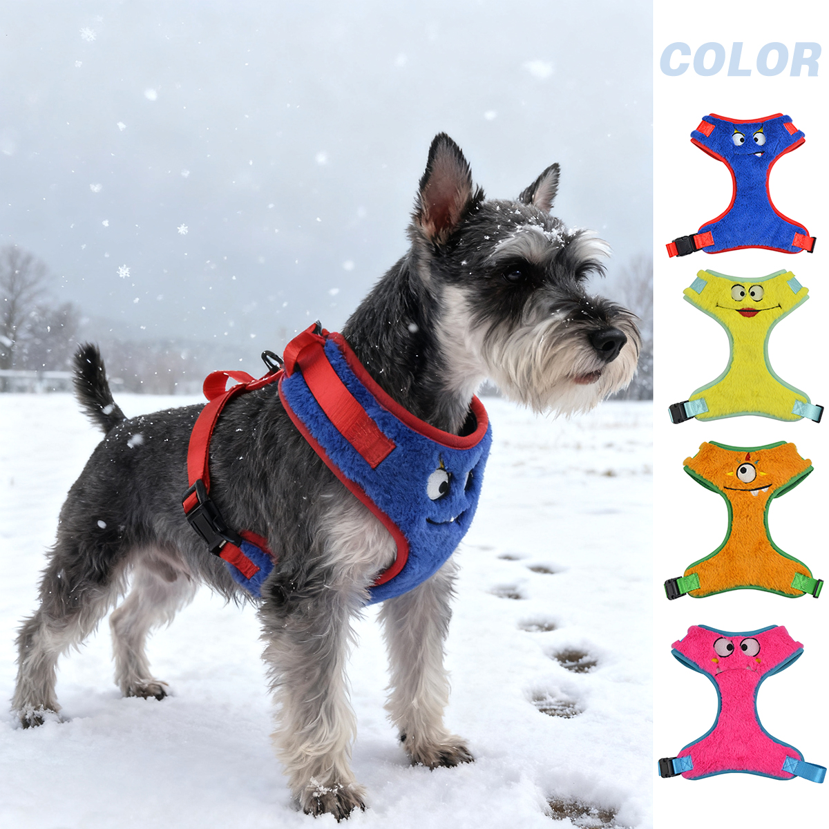 Rabbit Plush Dog Harness | Dopamine Color & Embroidery | 4-Color Options