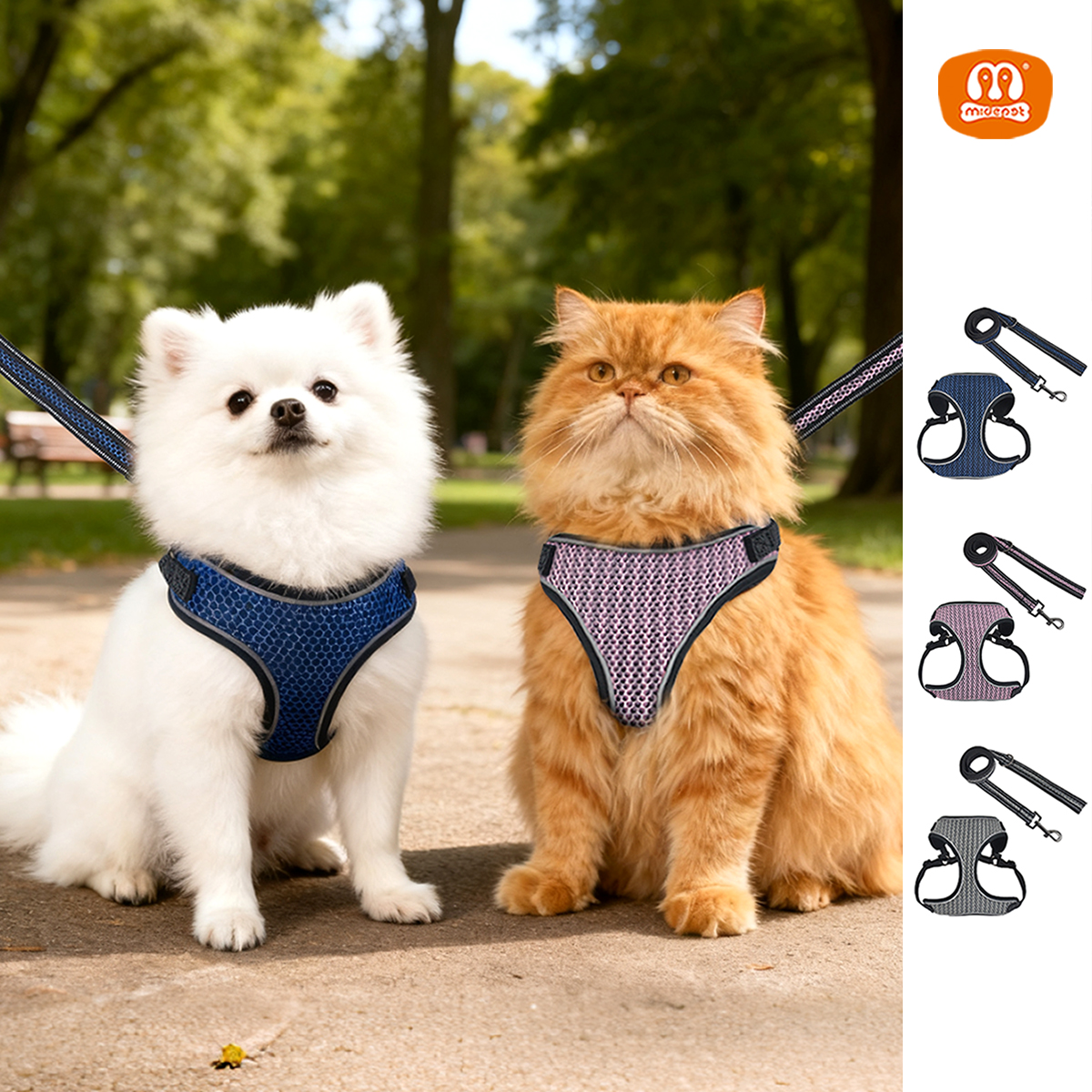 Honeycomb Mesh Dog Harness | 3D Breathable Design | Reflective Strips | Vest-Style Support