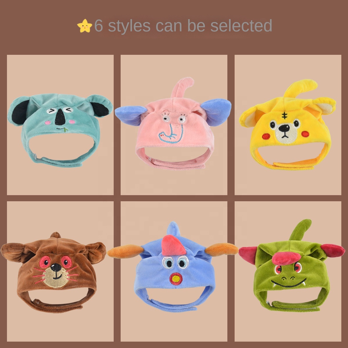 Wild Paradise Series Plush Pet Hat | Animal Expression Design | Bulk Wholesale