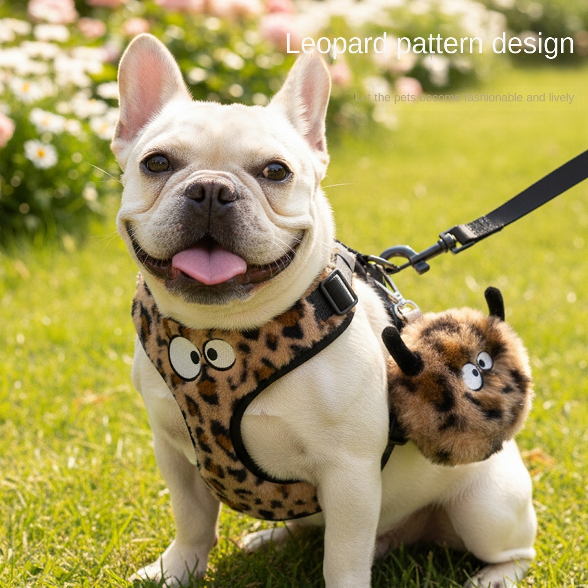 Leopard Print Rabbit Plush Dog Harness | Cartoon Eyes Design | Fashion Pet Vest