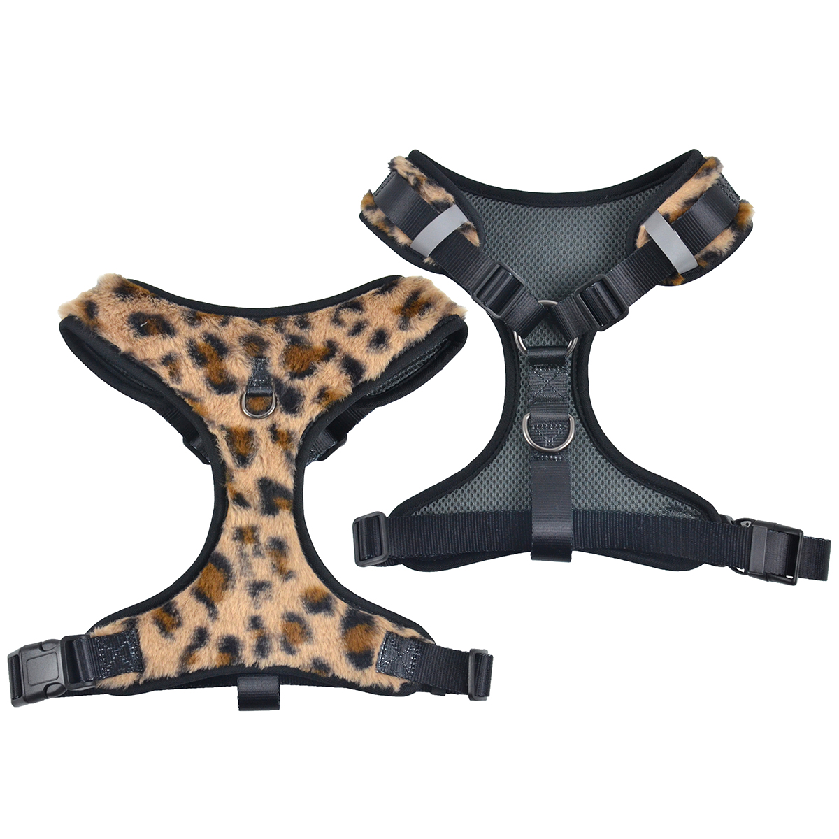 Leopard Print Rabbit Plush Dog Harness | Fashion Pet Vest | Bulk Wholesale