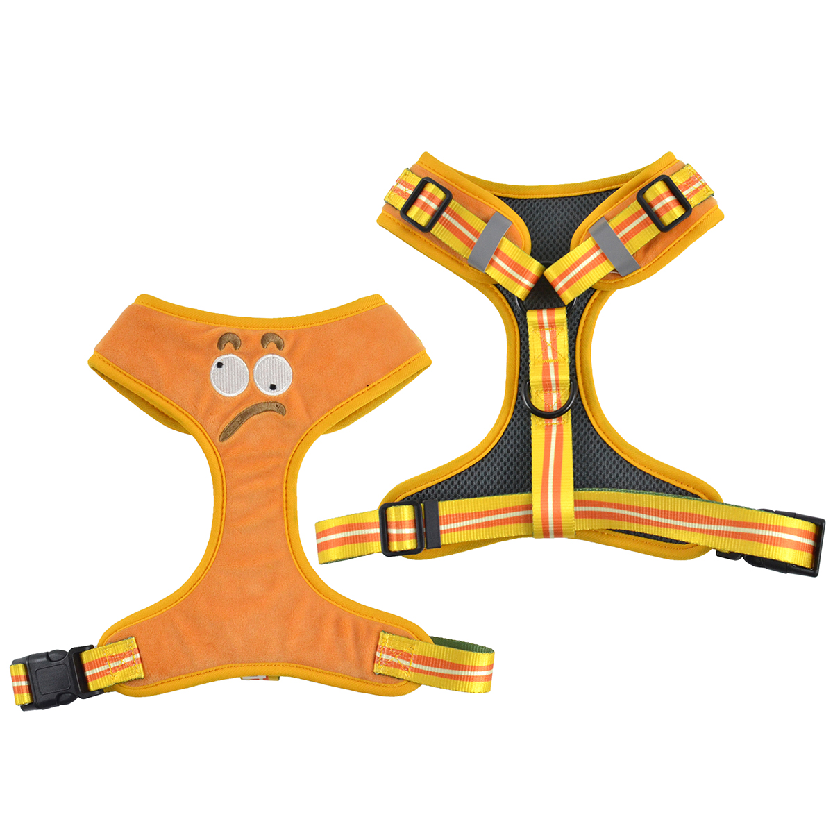 Cute Embroidered Plush Dog Harness | Crystal Soft Fabric | Cartoon Expression Design