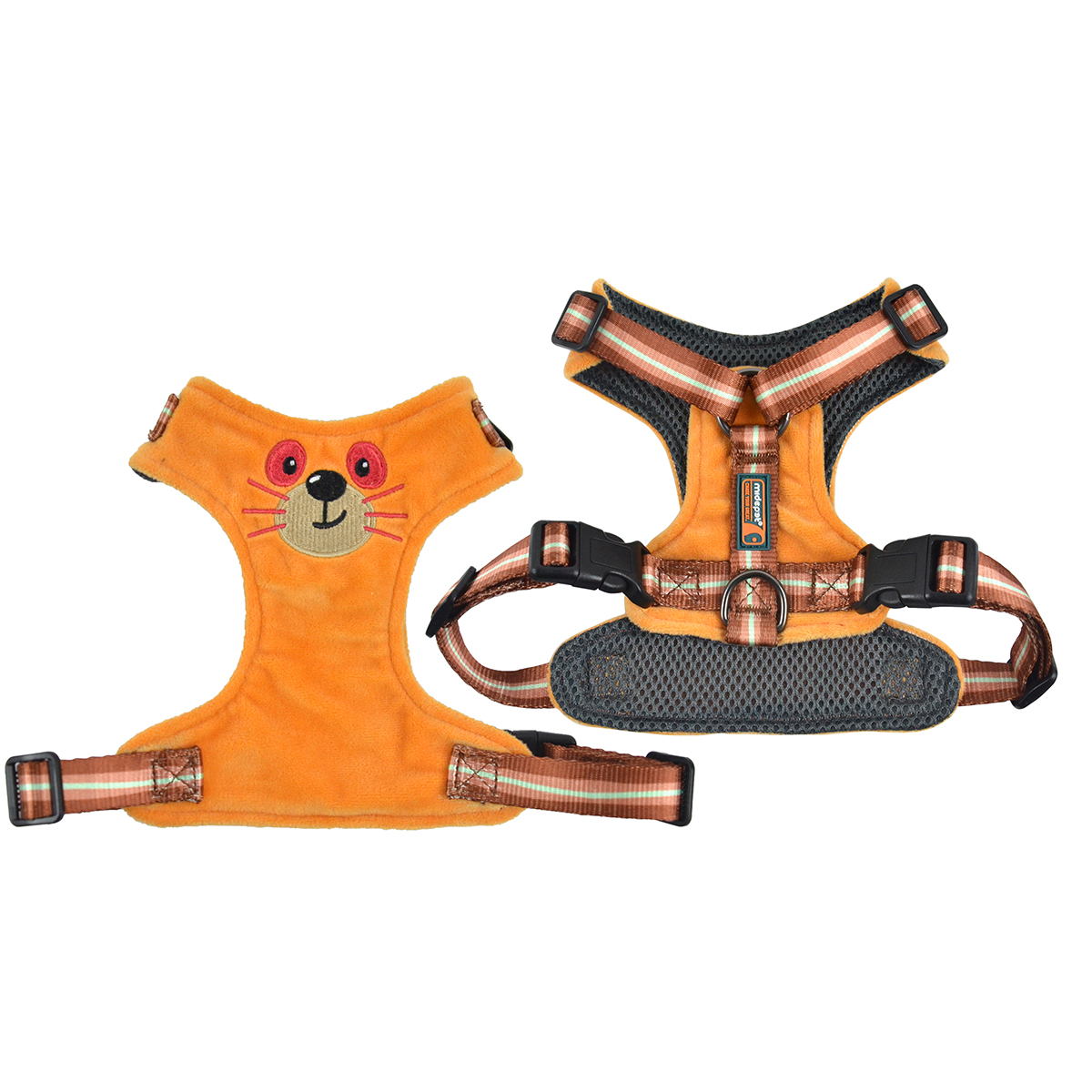 Wild Planet Series Plush Dog Harness | Cartoon Embroidery Design | 12 Color Options