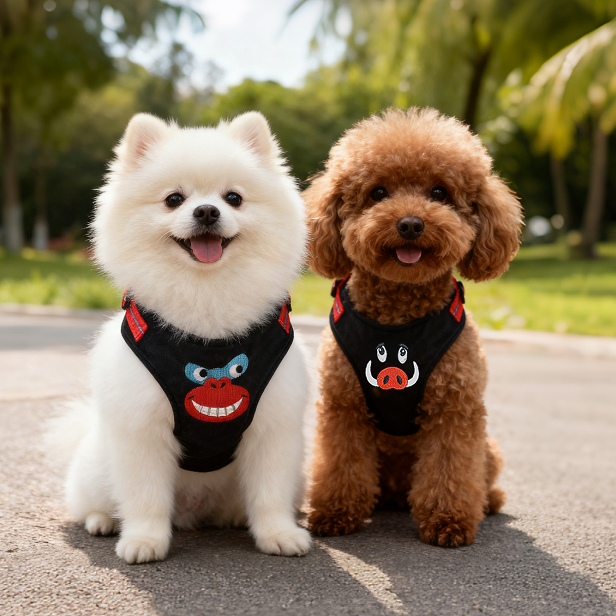 Wild Planet Series Plush Dog Harness | Cartoon Embroidery Design | 12 Color Options