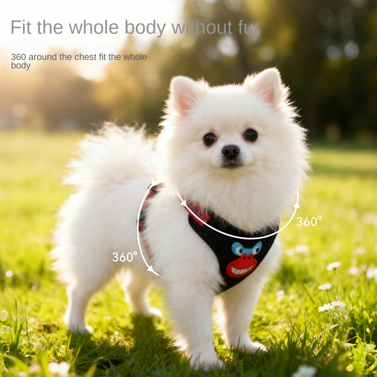 Wild Planet Series Plush Dog Harness | Cartoon Embroidery Design | 12 Color Options