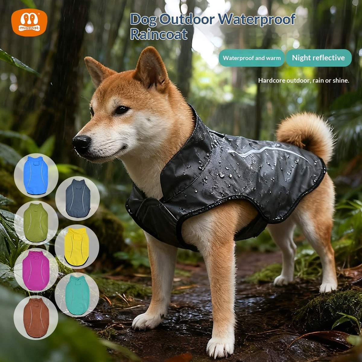 Reflective Waterproof Pet Raincoat | Quick-Dry & Anti-Penetration | Bulk Wholesale
