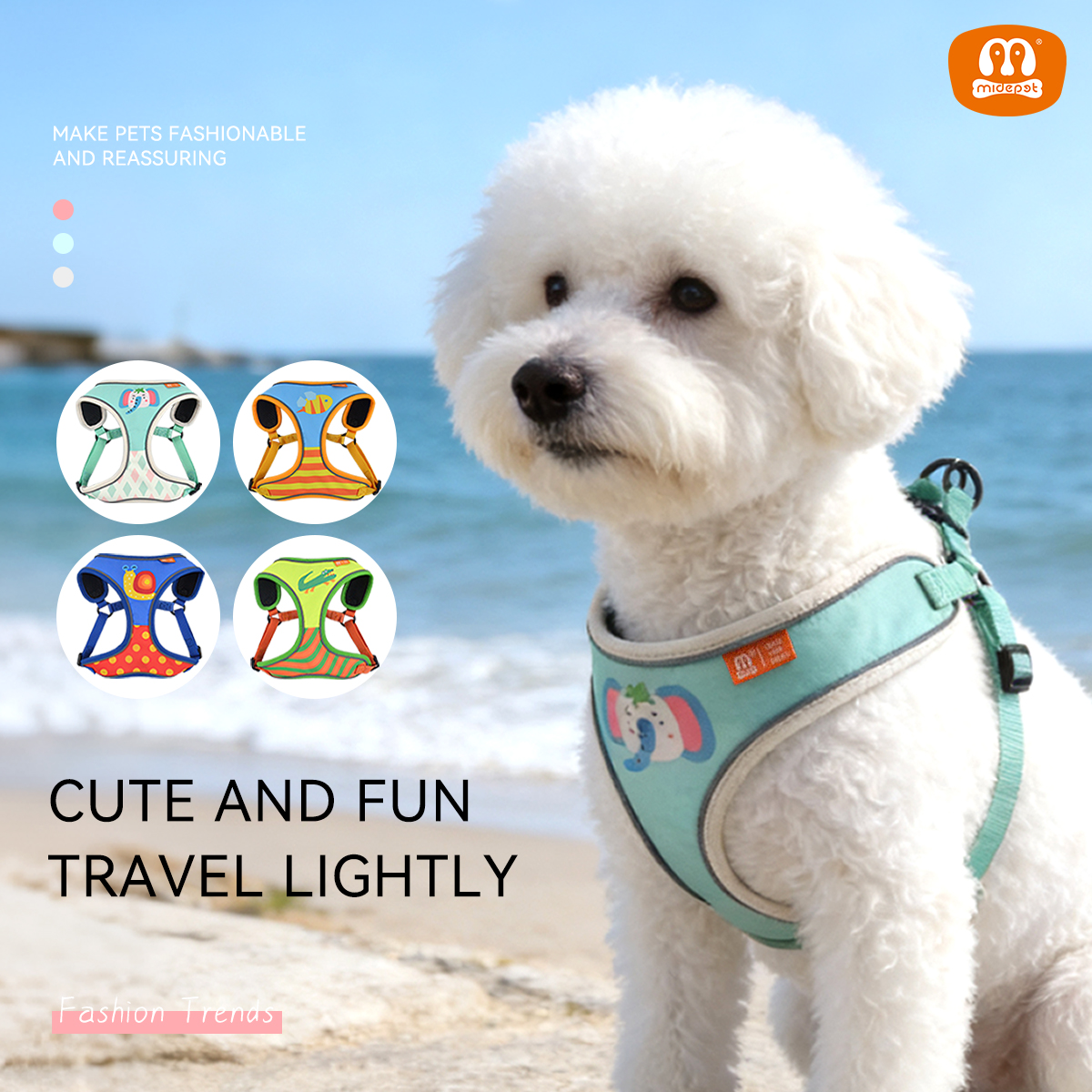 Animal Print Dog Harness | Polyester Fashion Vest | Lightweight & Adjustable