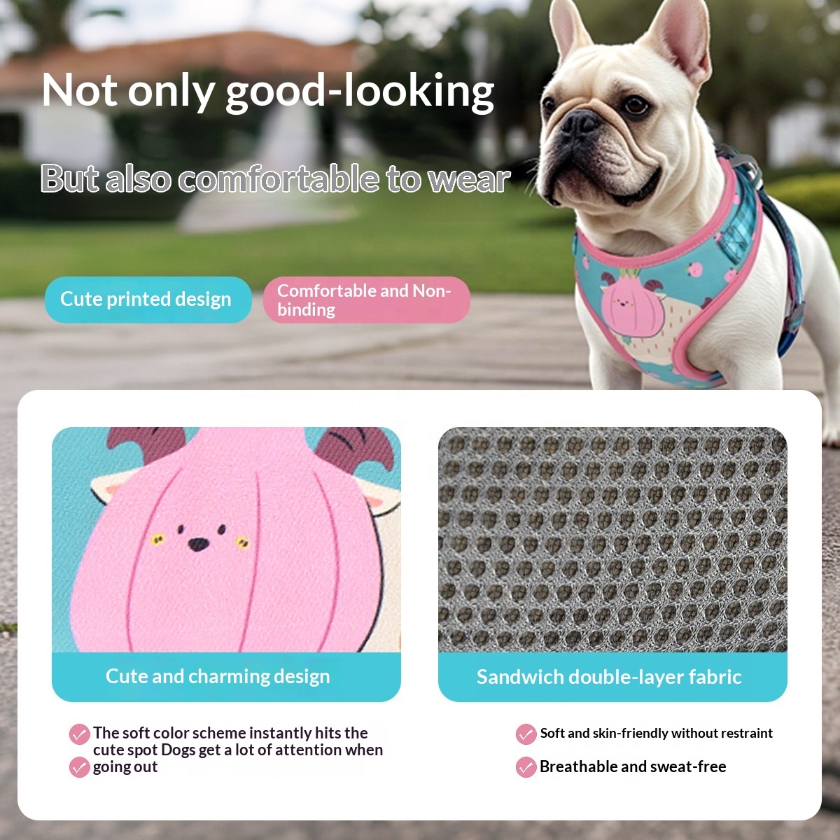 Soft & Cute Pet Harness with Playful Prints | Plush Adjustable Vest